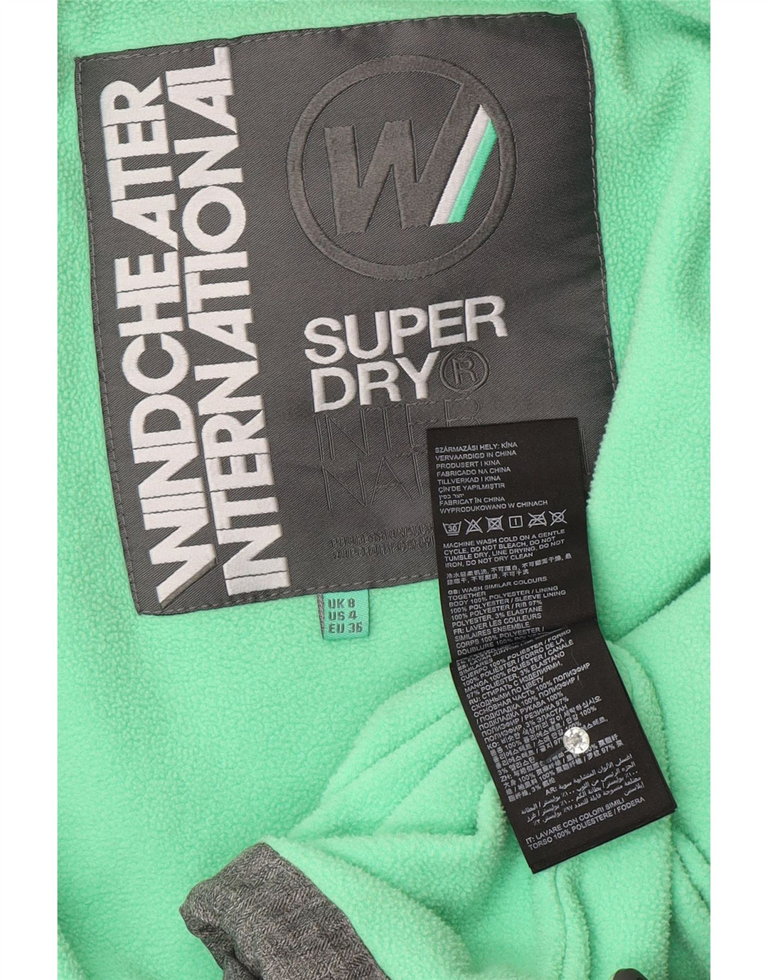 Giacca a vento grafica da donna The Windcheater SUPERDRY UK 8 piccola grigia