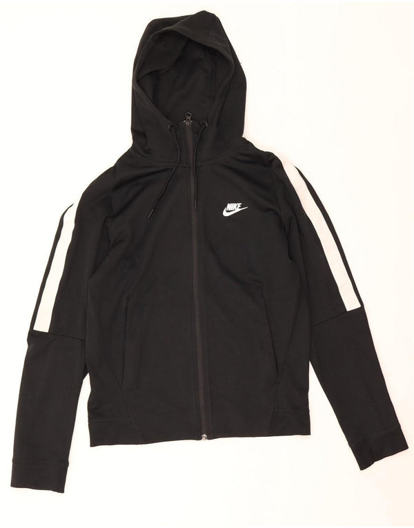 Felpa con cappuccio e zip Nike da uomo, piccola, in cotone color block nero