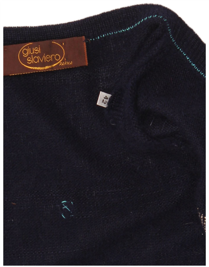 GIUSI SLAVIERO Maglia Cardigan Donna IT 42 Medio Blu Navy Maculato