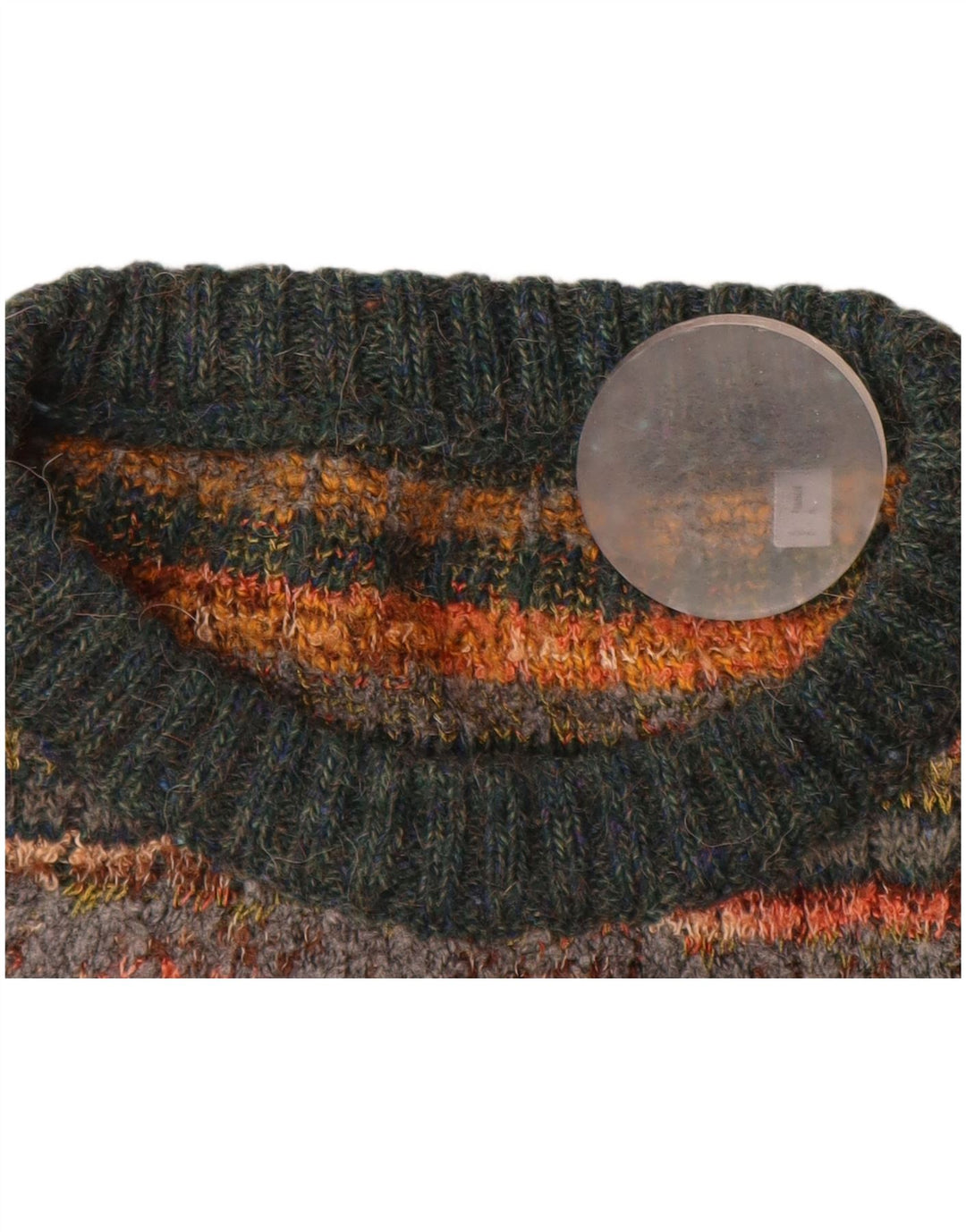 Maglione vintage da uomo girocollo a righe grandi grigie