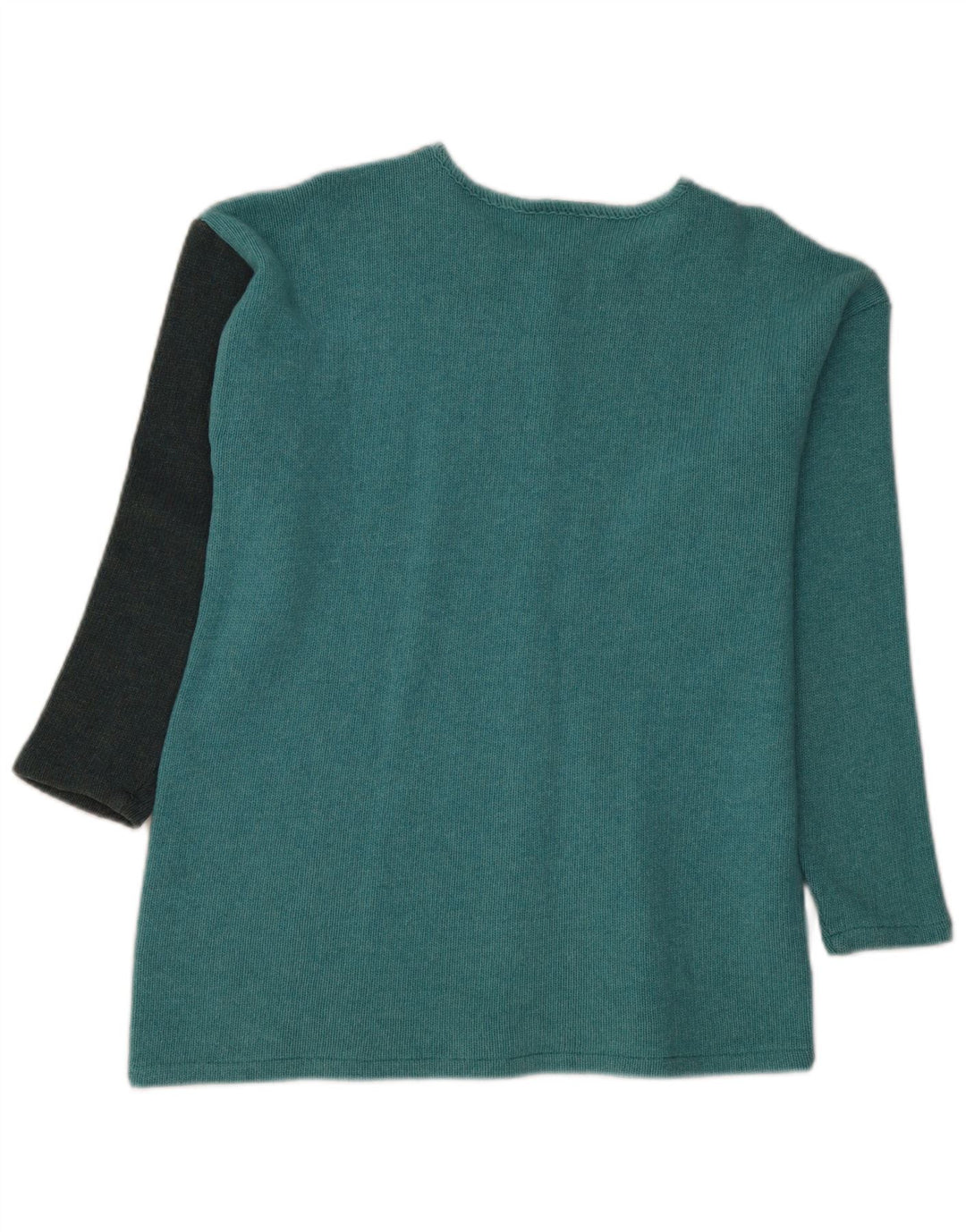 Maglione maglione con scollo a barca da donna VINTAGE UK 16 Lana color block verde grande