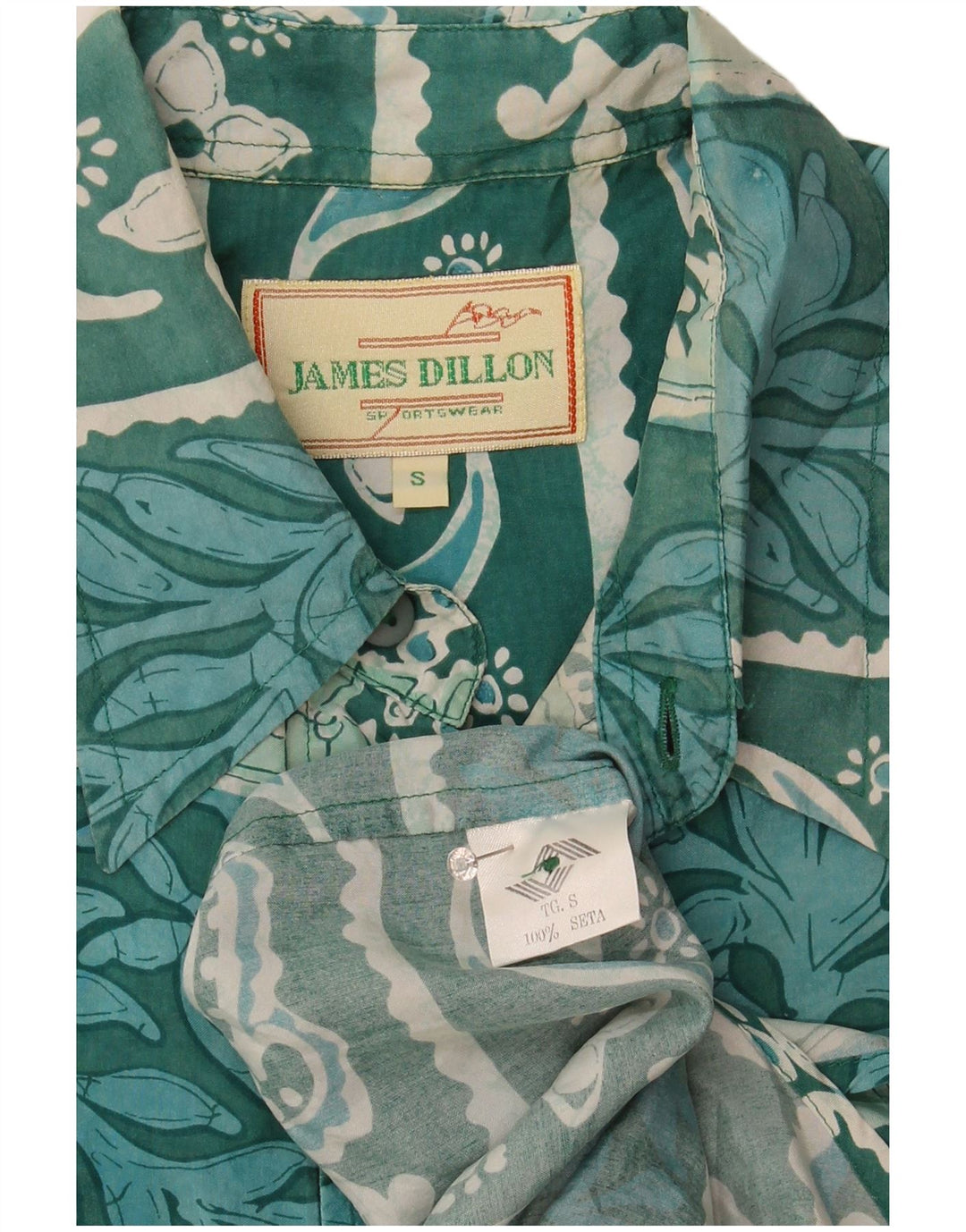 Camicia a maniche corte da uomo James Dillon piccola seta floreale verde