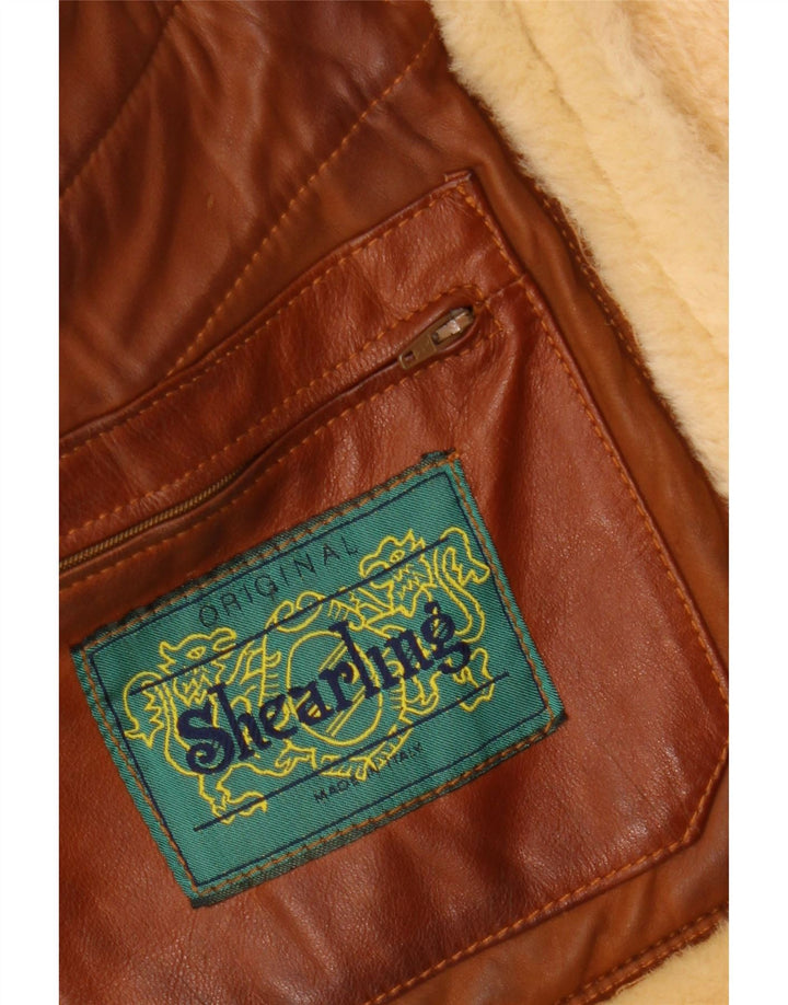 Giacca in shearling da uomo VINTAGE UK 36 Piccolo shearling marrone