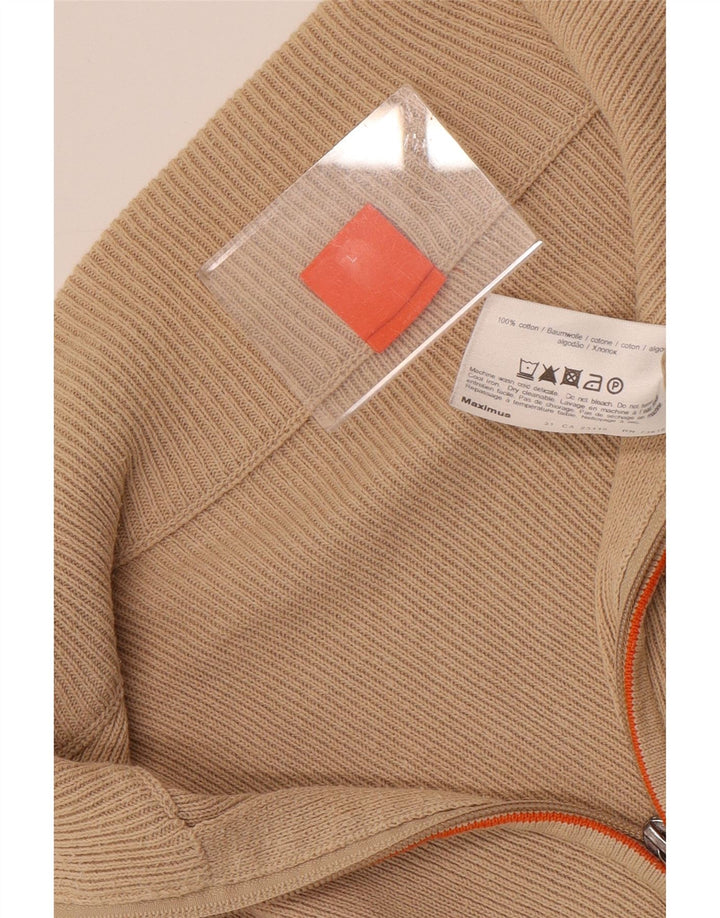 Maglione cardigan da uomo HUGO BOSS grande in cotone beige