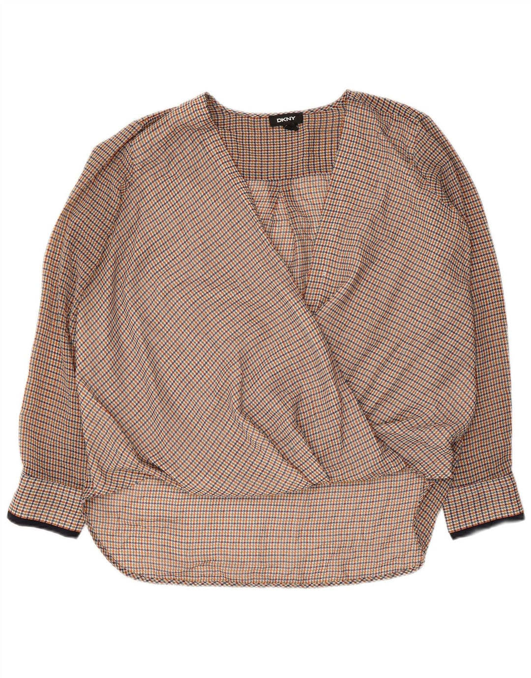 Camicetta a maniche lunghe da donna DKNY Top UK 16 grande pied de poule multicolore