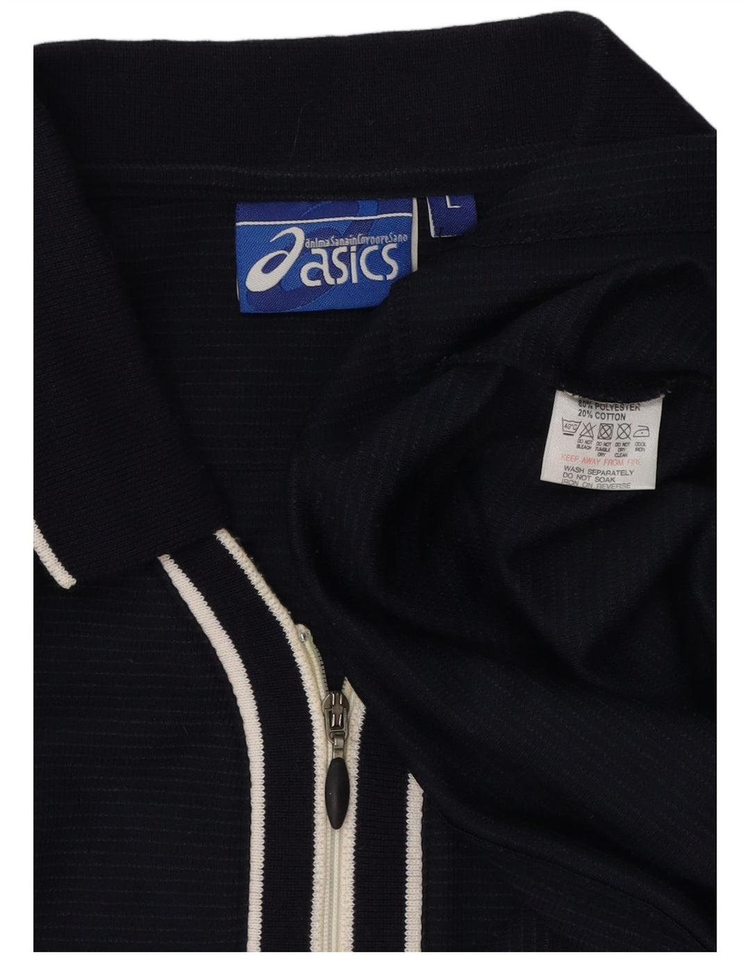 Polo ASICS da uomo grande in cotone gessato blu navy