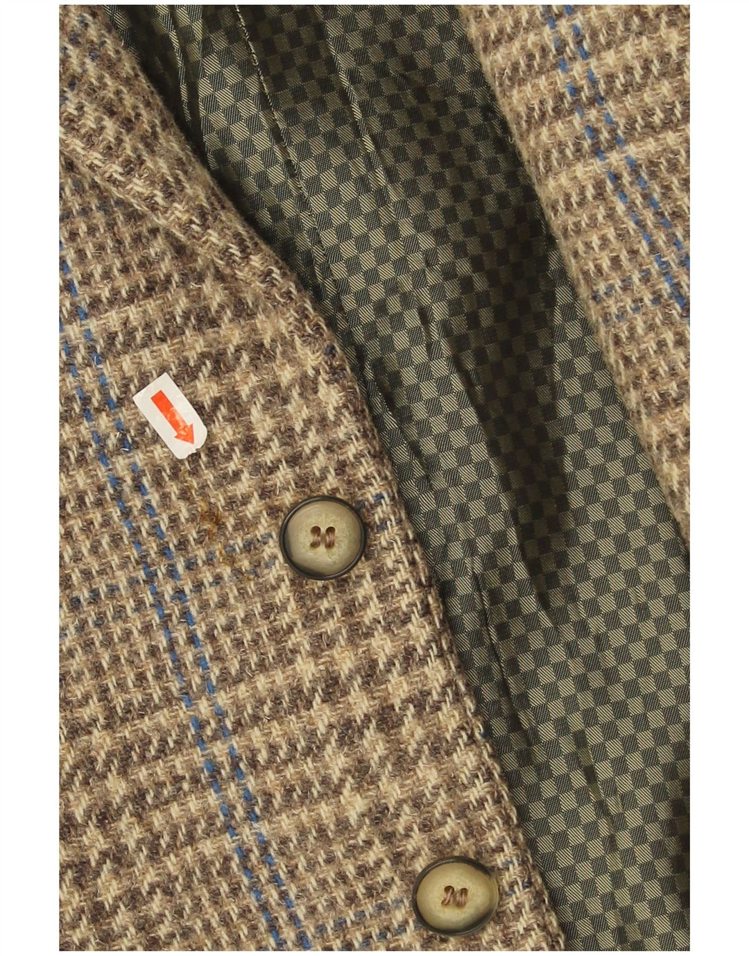 Giacca blazer vintage da uomo a 2 bottoni IT 52 XL Lana vergine pied de poule marrone