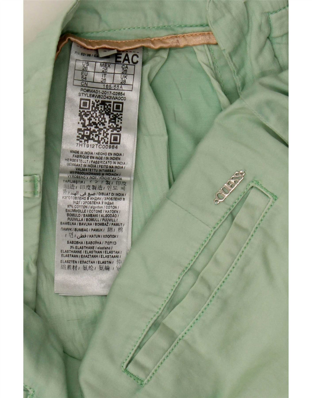 Pantaloncini chino da donna Guess W28 in cotone verde medio