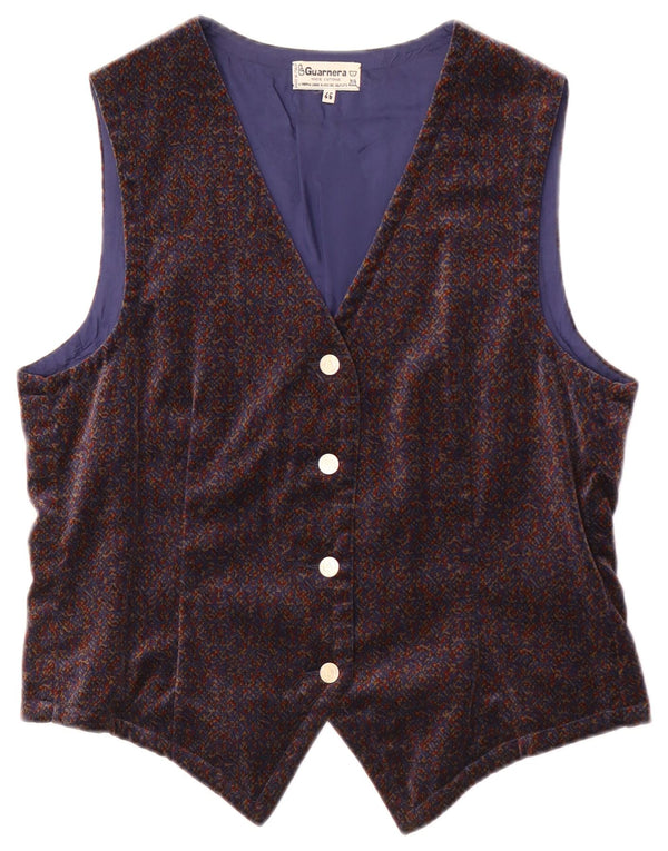 Gilet Donna Guarnera in Velluto IT 46 Large in Cotone Puntinato Blu Navy