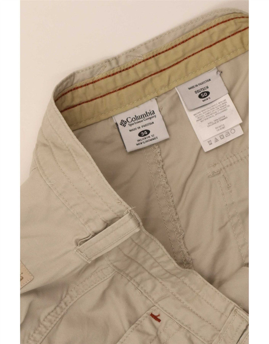 Pantaloncini cargo da uomo Columbia W34 Large in cotone beige