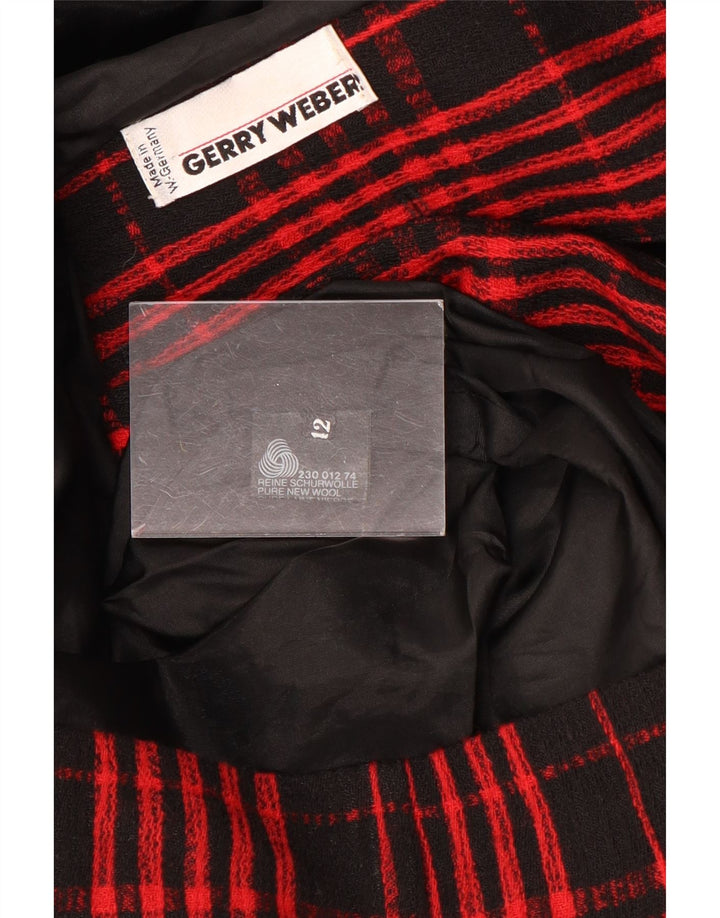 Giacca blazer da donna a 7 bottoni Gerry Weber UK 12 lana a quadri rossi medi