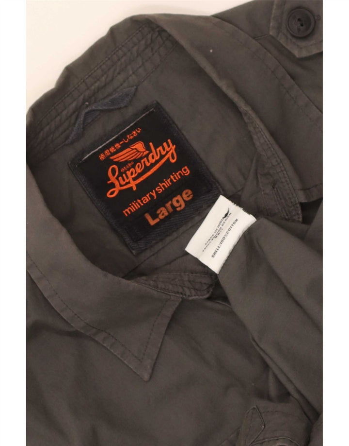 Camicia militare a maniche corte da uomo Superdry Large in cotone grigio