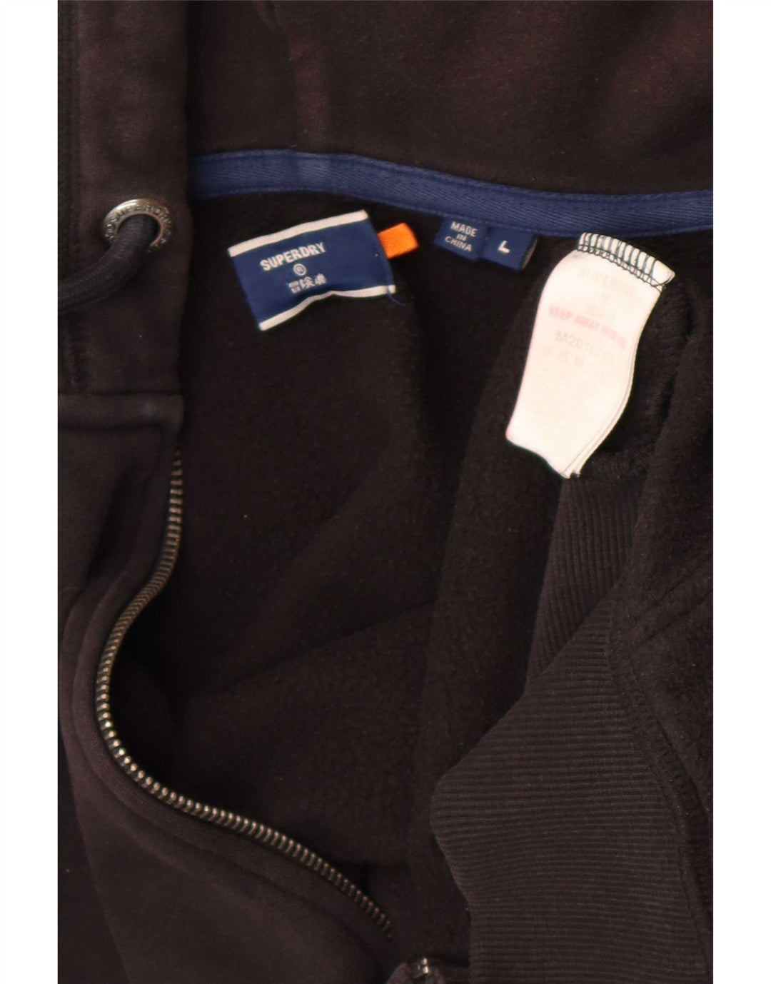 Maglione con cappuccio e zip da uomo Superdry grande in cotone nero