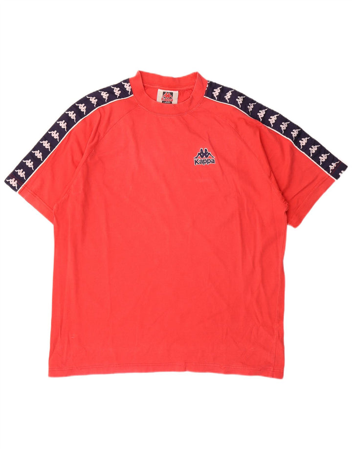 T-shirt grafica da uomo Kappa Top grande in cotone color block rosso