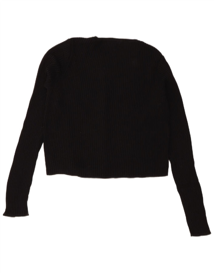 Maglione corto girocollo da donna Zara UK 16 grande nero