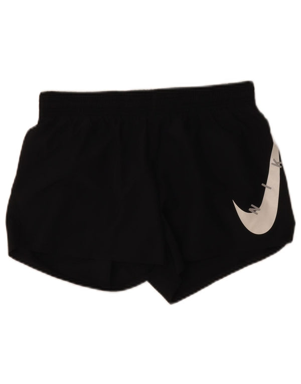 Nike Womens Dri Fit Graphic Sport Shorts UK 10 Small Black Polyester
