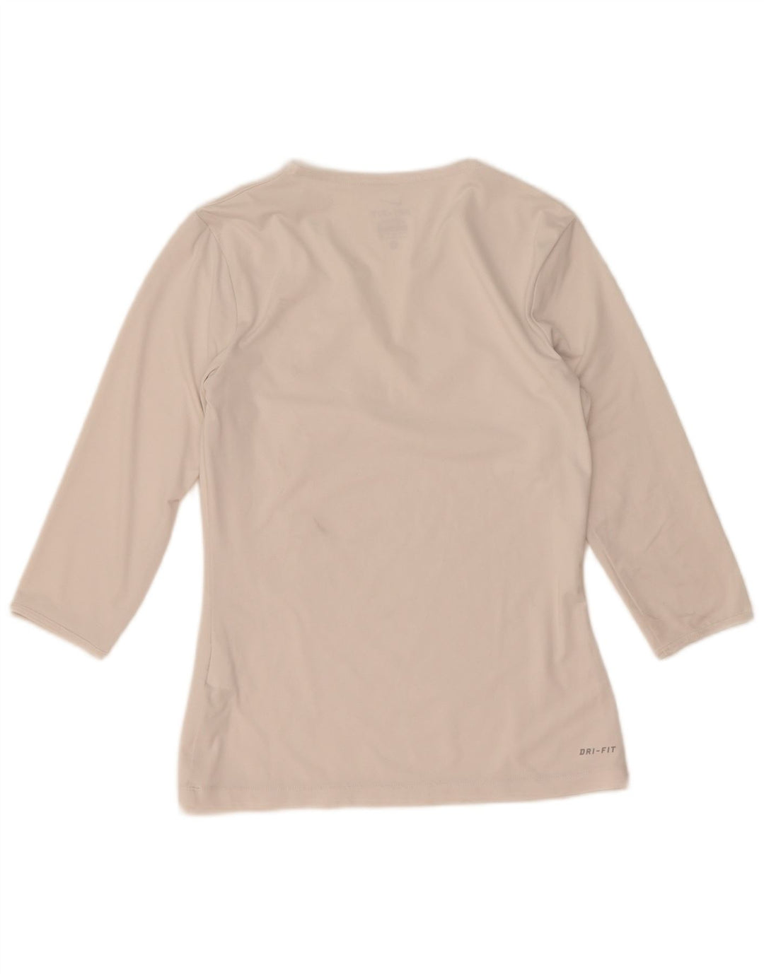 Nike Dri Fit Top Manica 3/4 da Donna UK 10 Small Poliestere Bianco