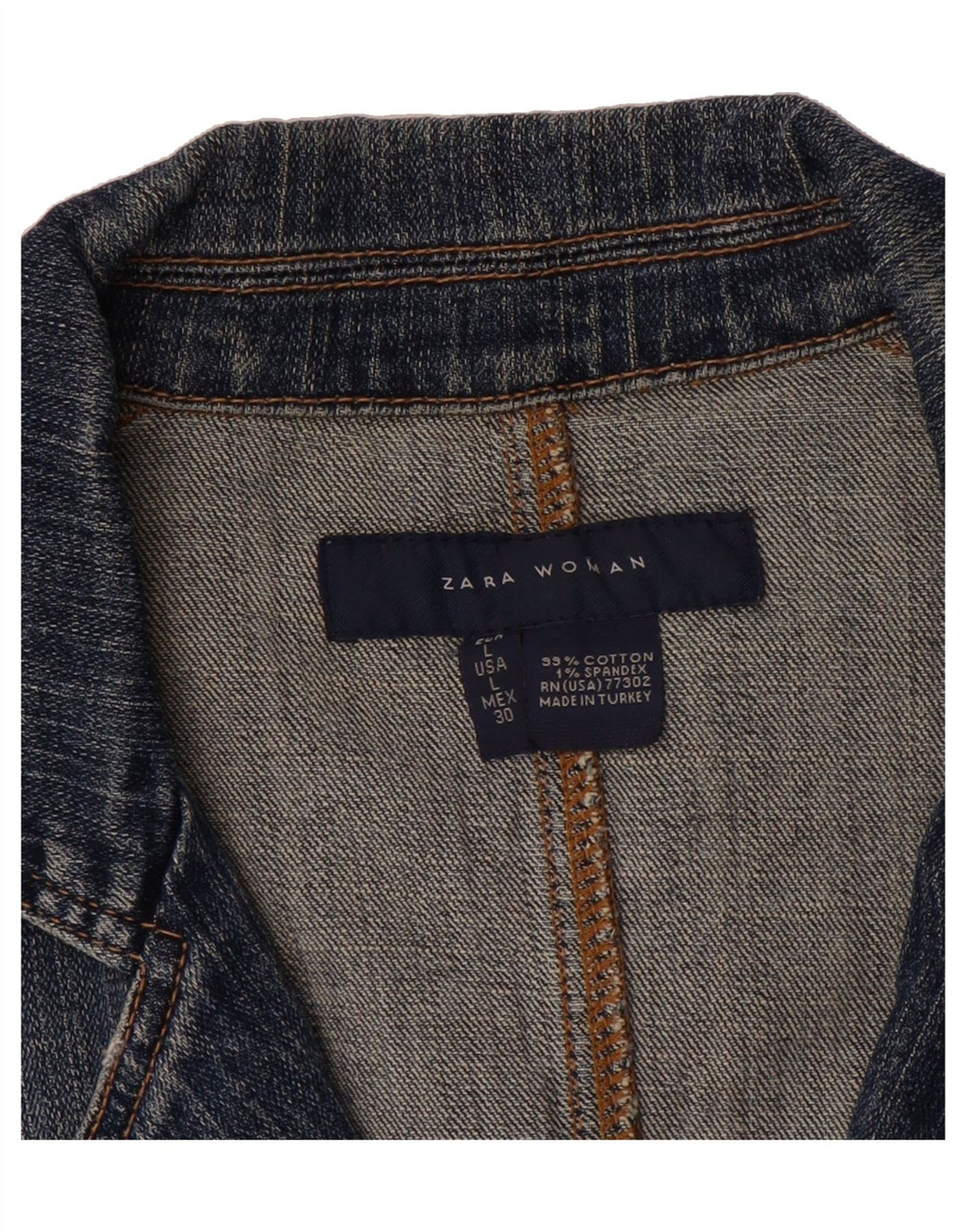 ZARA Womens Military Denim Jacket UK 14 Large Blue Cotton Vintage Zara and Second-Hand Zara from Messina Hembry 