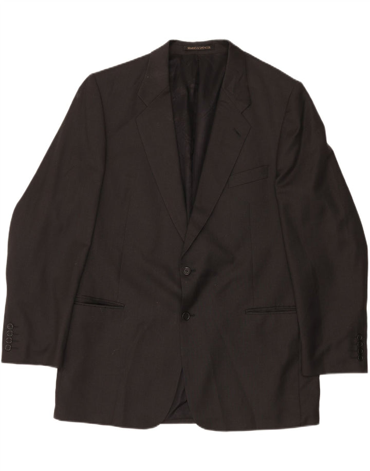 Giacca blazer lunga a 2 bottoni da uomo Marks & Spencer UK 46 XL grigio lana vergine