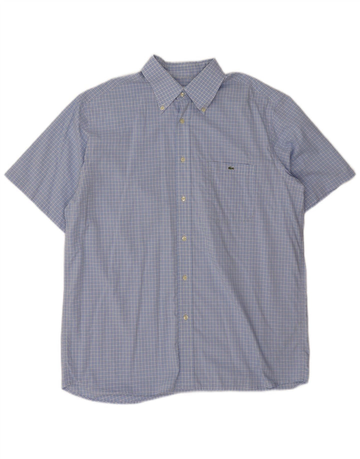 Camicia a maniche corte da uomo Lacoste taglia 43 XL a quadri blu