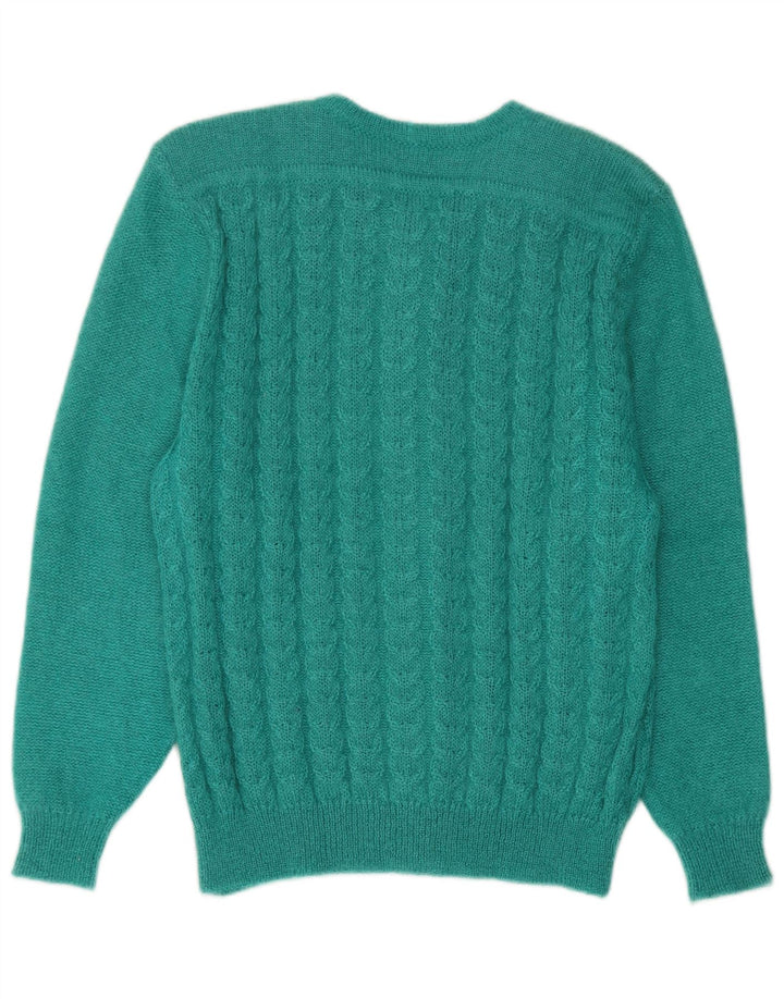 Maglione cardigan da donna vintage IT 44 Mohair verde medio