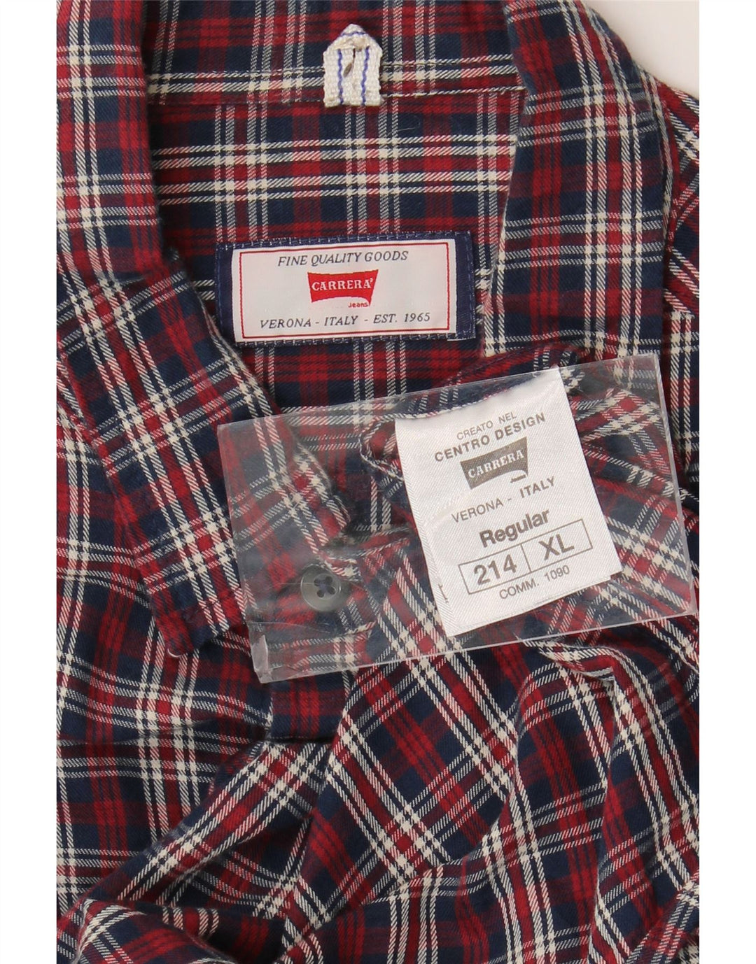 CARRERA Camicia da uomo in flanella vestibilità regolare XL in cotone a quadri rossi