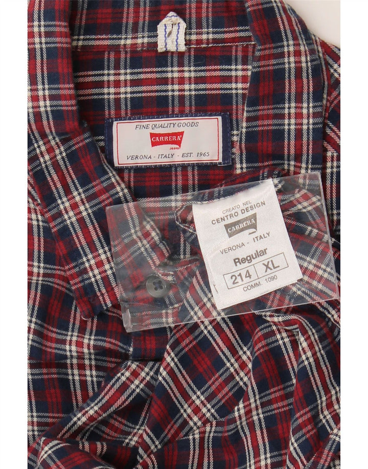 CARRERA Camicia da uomo in flanella vestibilità regolare XL in cotone a quadri rossi