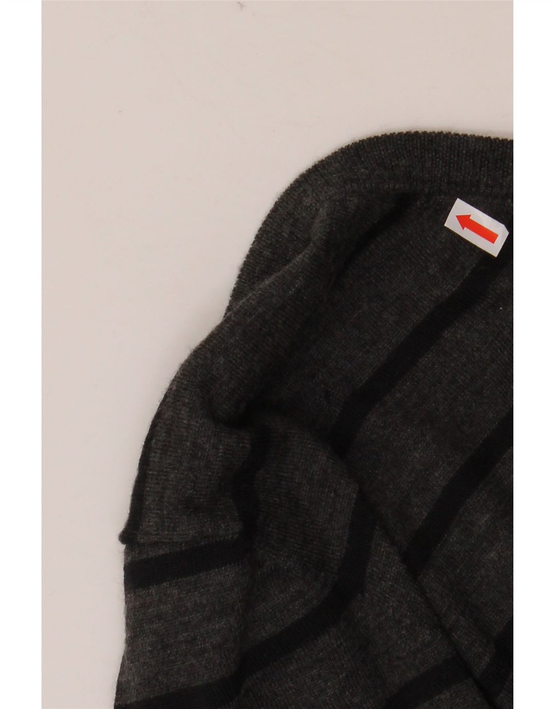 GEOX Maglione da donna con scollo a V UK 16 Lana merino a righe grandi grigie