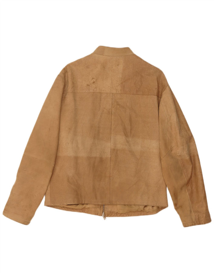Giacca vintage in pelle scamosciata da uomo UK 40 grande in pelle beige