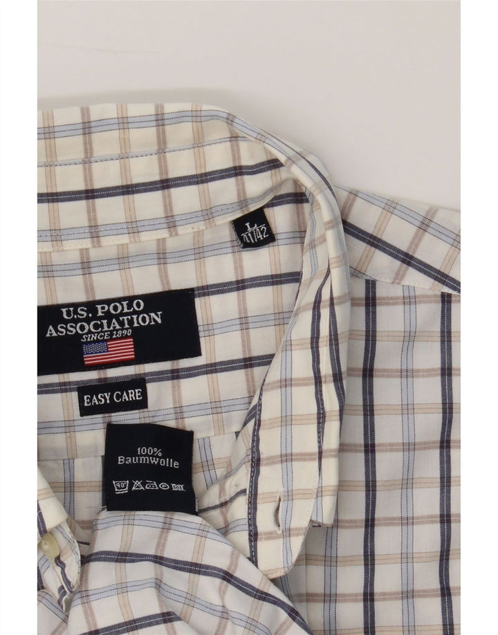 U.S. POLO ASSN. Mens Shirt Size 41/42 Large White Check Cotton Vintage U.S. Polo Assn. and Second-Hand U.S. Polo Assn. from Messina Hembry 