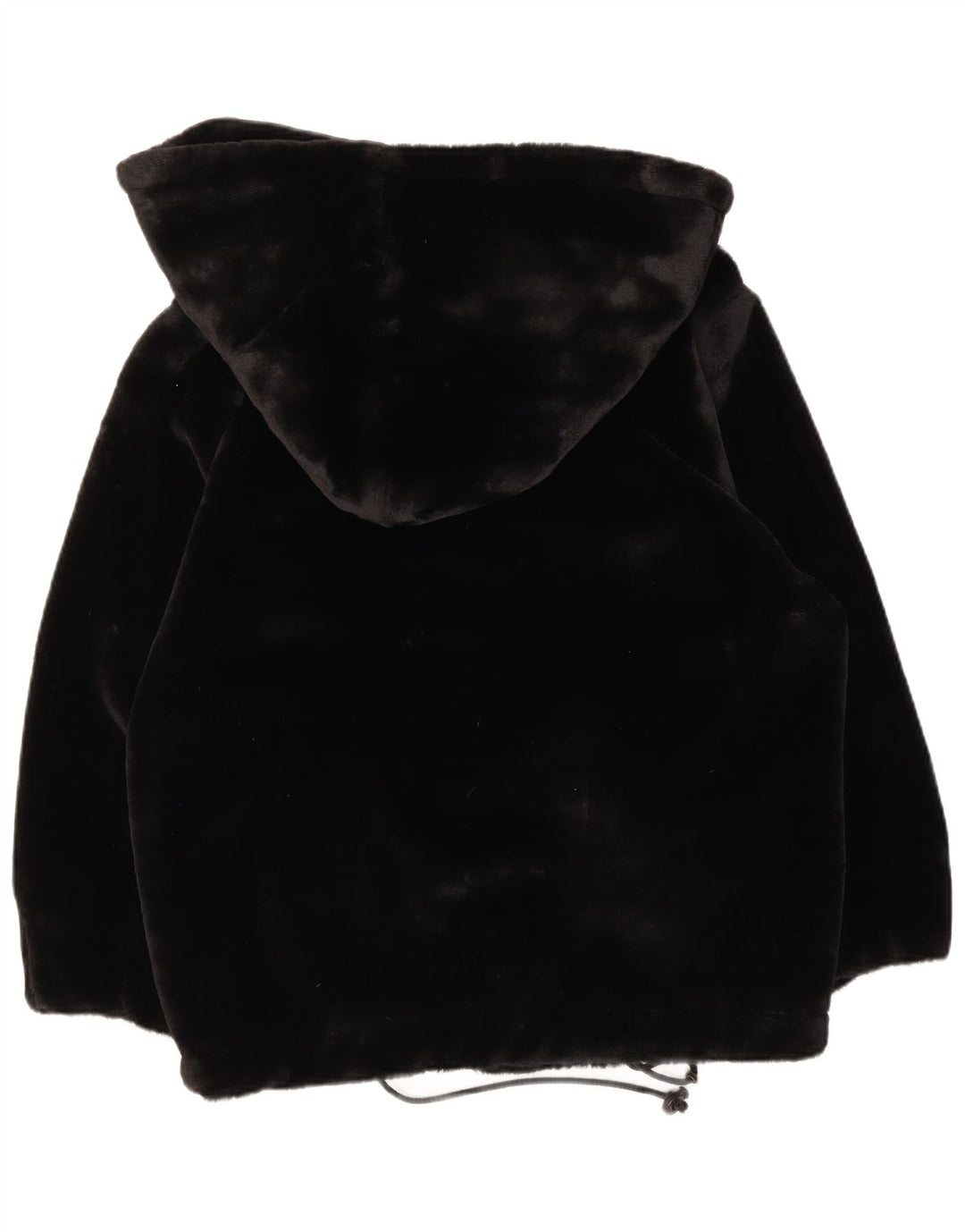 Giacca basic da donna in pelliccia sintetica con cappuccio UK 16 grande modal nera