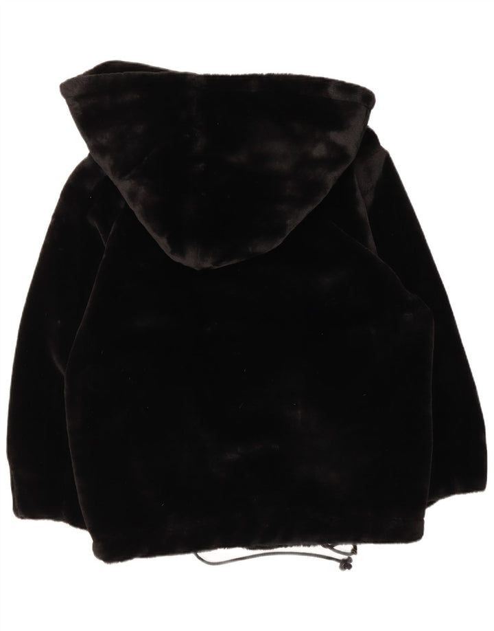 Giacca basic da donna in pelliccia sintetica con cappuccio UK 16 grande modal nera