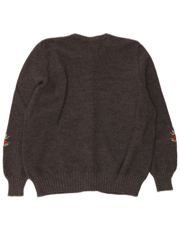 Maglione cardigan da donna Luisa Spagnoli UK 14 Lana floreale grigio medio