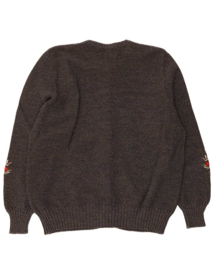 Maglione cardigan da donna Luisa Spagnoli UK 14 Lana floreale grigio medio