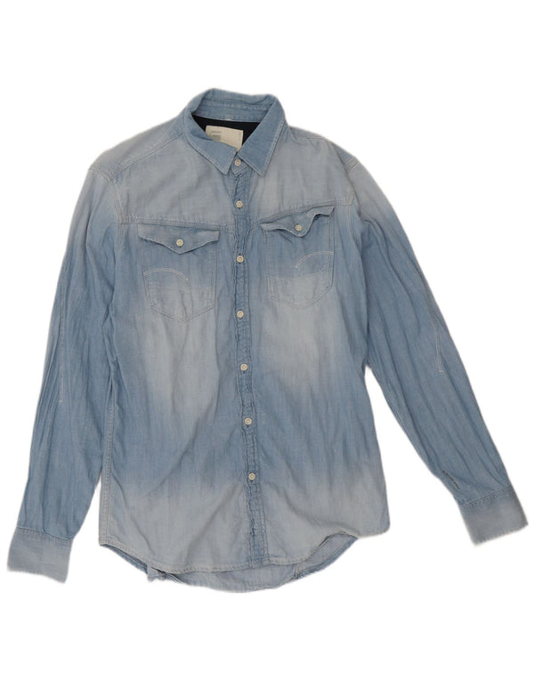 Camicia di jeans da uomo G-Star in cotone blu medio