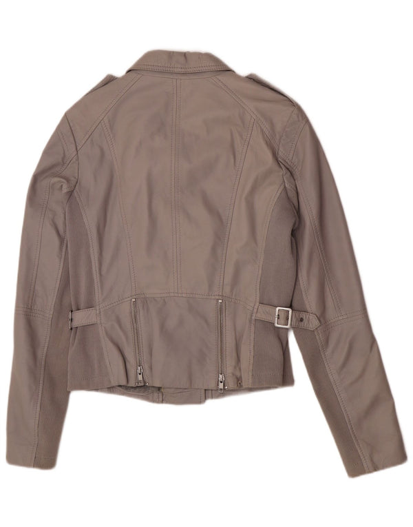 Giacca da motociclista in pelle da donna S.Oliver UK 8 piccola grigia