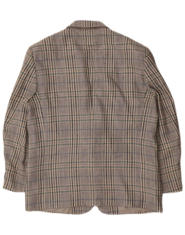 Giacca Blazer a 2 Bottoni da Donna Valentino IT 50 XL Lana a quadri Grigia