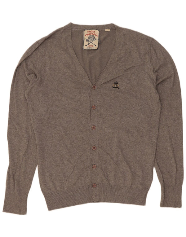 Maglione cardigan da uomo Diesel XL in cotone grigio