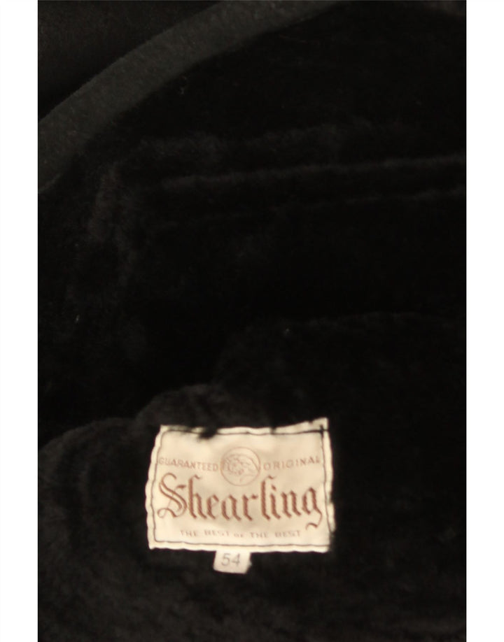 Giacca in shearling vintage da uomo IT 54 2XL Shearling nero