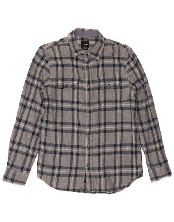 Camicia Vans da uomo in flanella dal taglio classico, in cotone a quadri grigi piccoli
