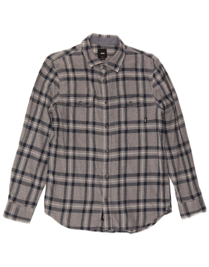 Camicia Vans da uomo in flanella dal taglio classico, in cotone a quadri grigi piccoli