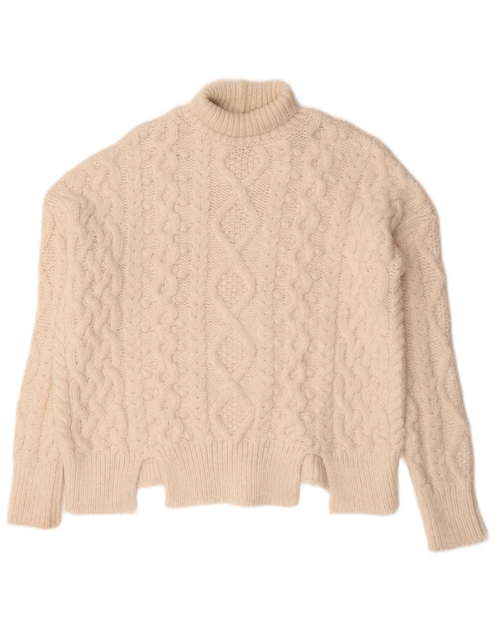 Maglione a collo alto oversize da donna Zara UK 10 piccolo acrilico beige