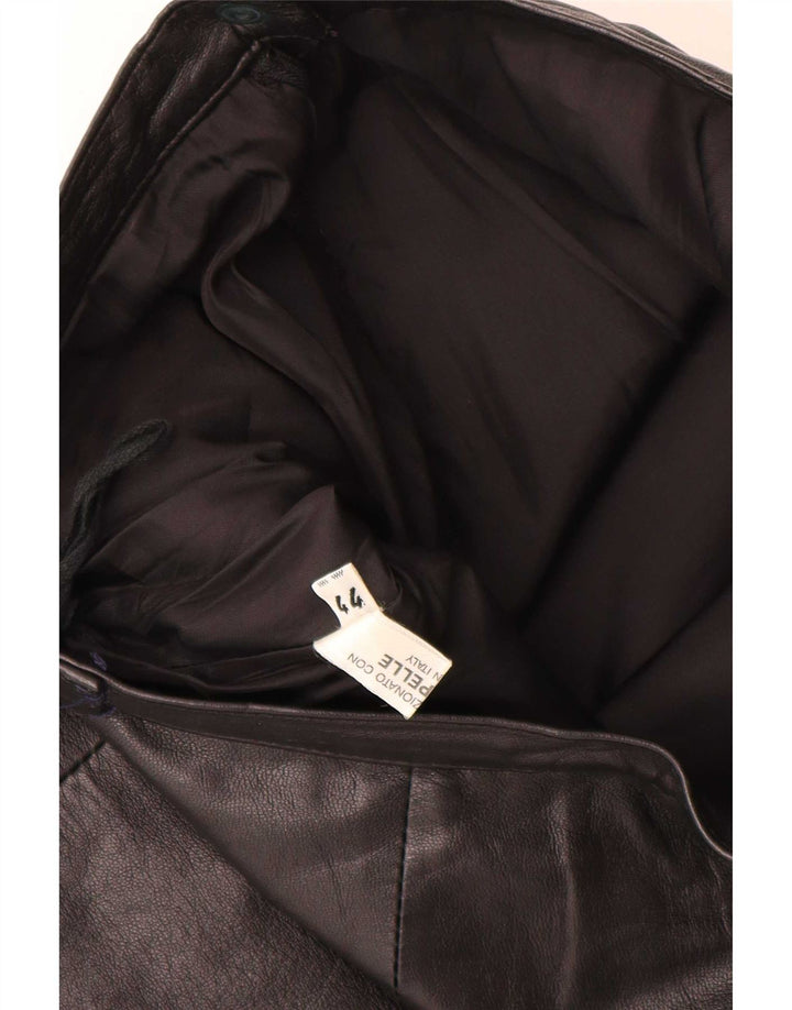 Gonna in pelle vintage da donna IT 44 media W28 nera