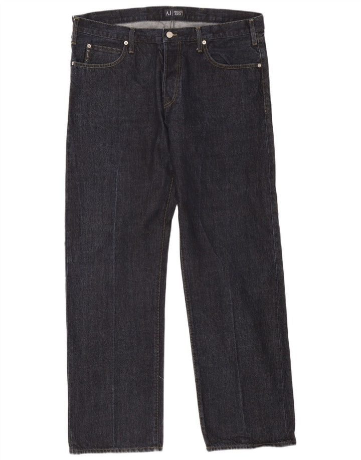 Jeans dritti da uomo Armani W40 L32 in cotone blu navy