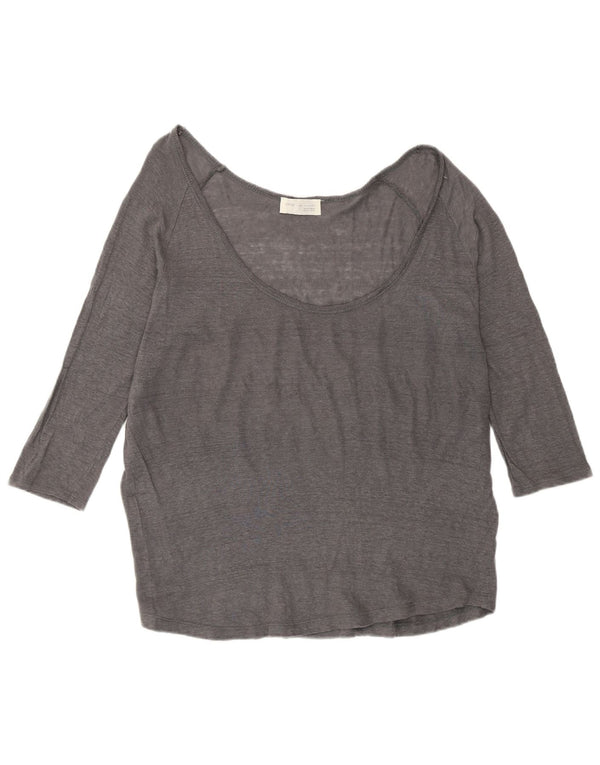 Top Zara Donna Manica 3/4 UK 16 Large Grigio