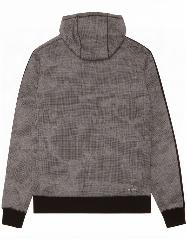 Maglione con cappuccio e zip Adidas Climalite da uomo piccolo in poliestere maculato grigio