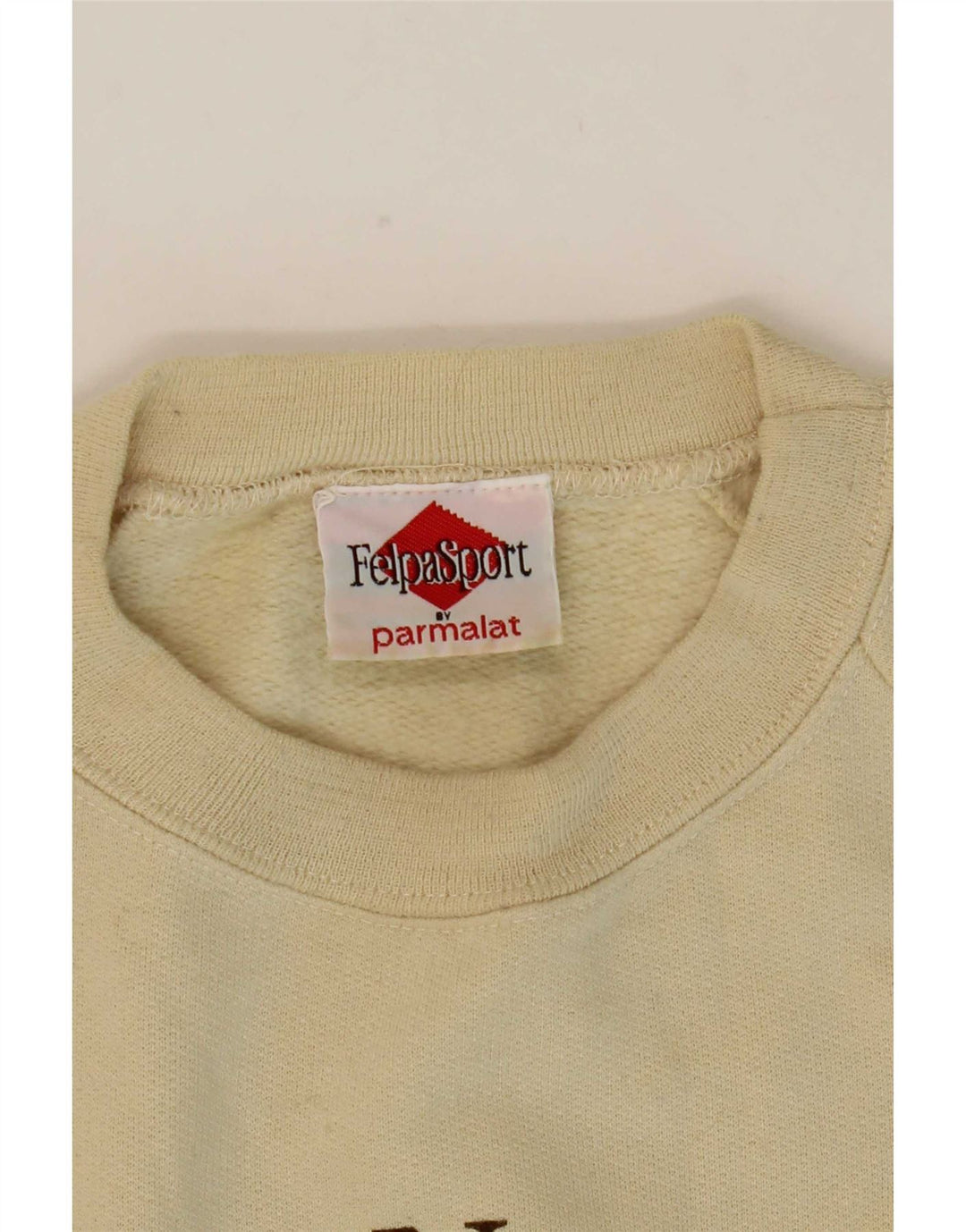 Felpa grafica da uomo Parmalat, maglione grande, cotone beige