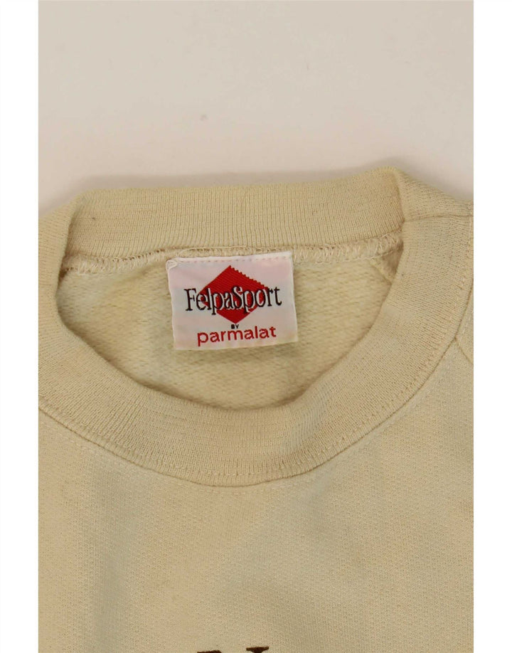 Felpa grafica da uomo Parmalat, maglione grande, cotone beige