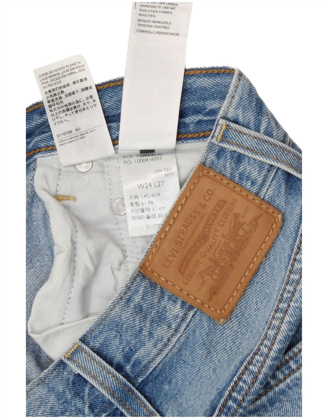 Jeans dritti Ribcage da donna Levi's W24 L27 cotone blu