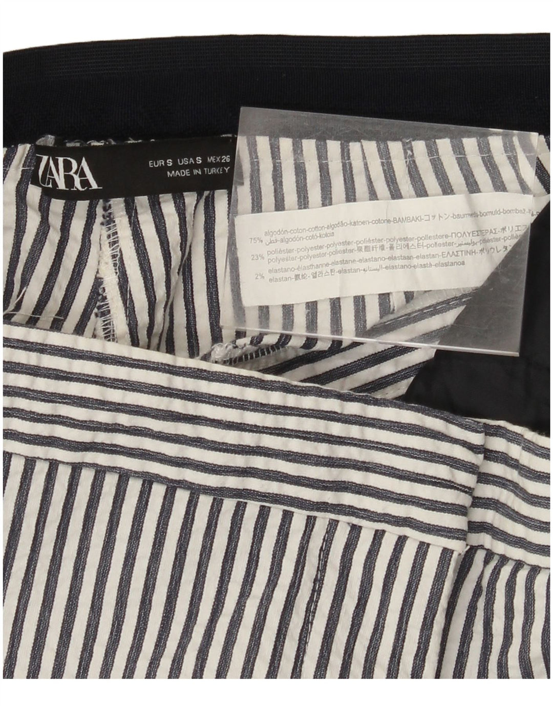 Pantaloni chino slim da donna ZARA piccoli W26 L27 cotone a righe bianche